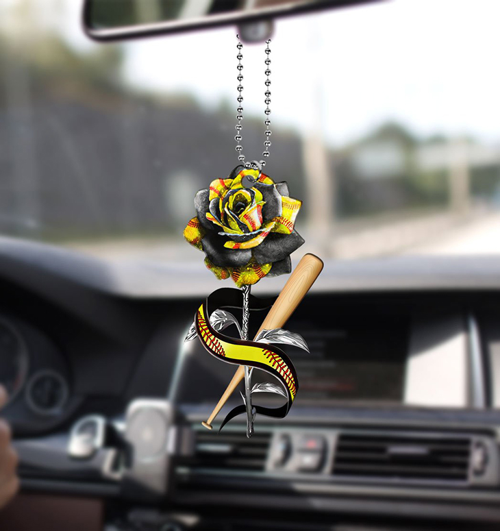 Softball Rosy Car Hanging Ornament