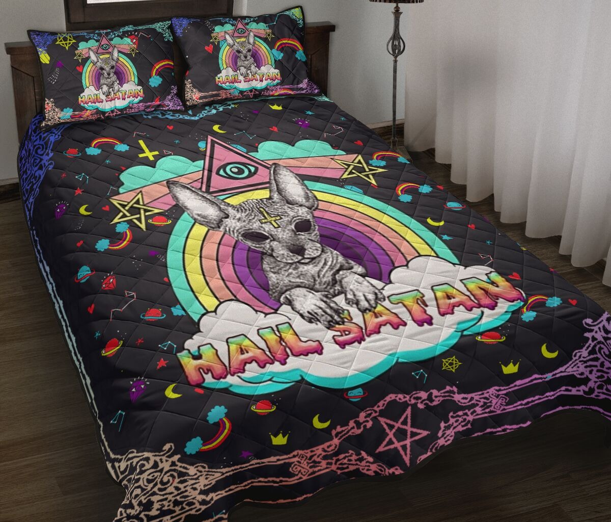 Sphyn hail satan quilt bedding set