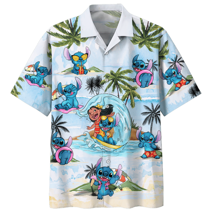 Stitch Summer Time Hawaiian Shirt 3 Stitch Summer Time Hawaiian Shirt3