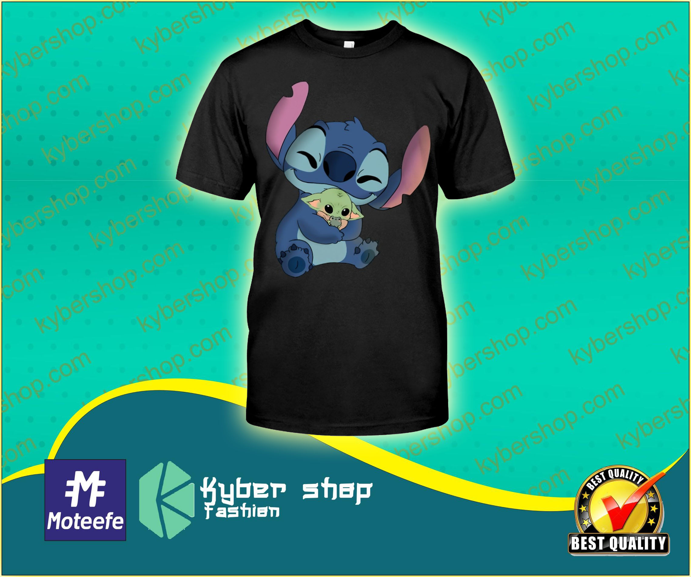 Stitch hug baby Yoda shirt