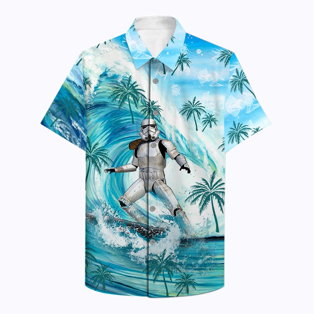 Stormtrooper surfing Hawaiian shirt 3 Stormtrooper surfing Hawaiian shirt 2