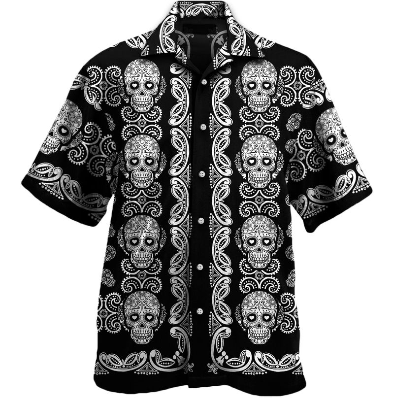 Sugar skull pattern all over print hawaii shirt 1 Sugar skull pattern all over print hawaii shirt