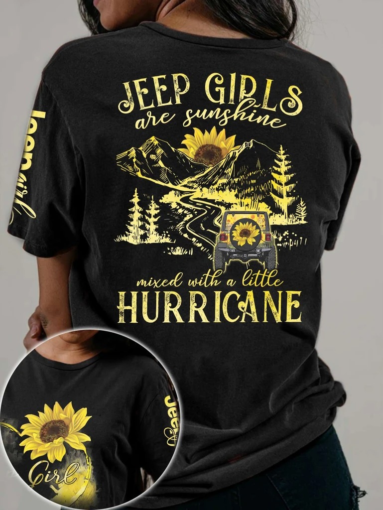 Sunflower jeep girls are sunshine mixed with a little hurricane 3D hoodie shirt
