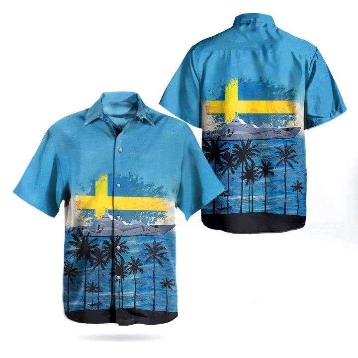Swedish Navy Visby Class Hswms Helsingborg Hawaiian Shirt