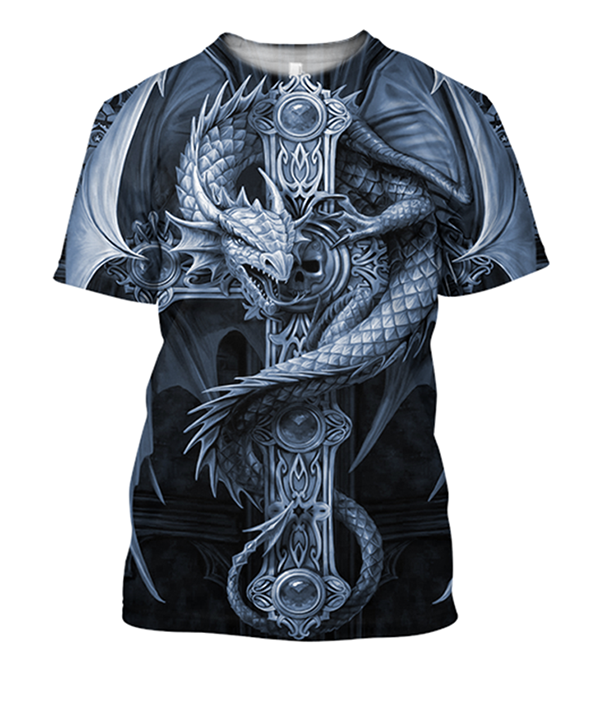 Tattoo and Dungeon Dragon Grey 3D Hoodie And Shirt1