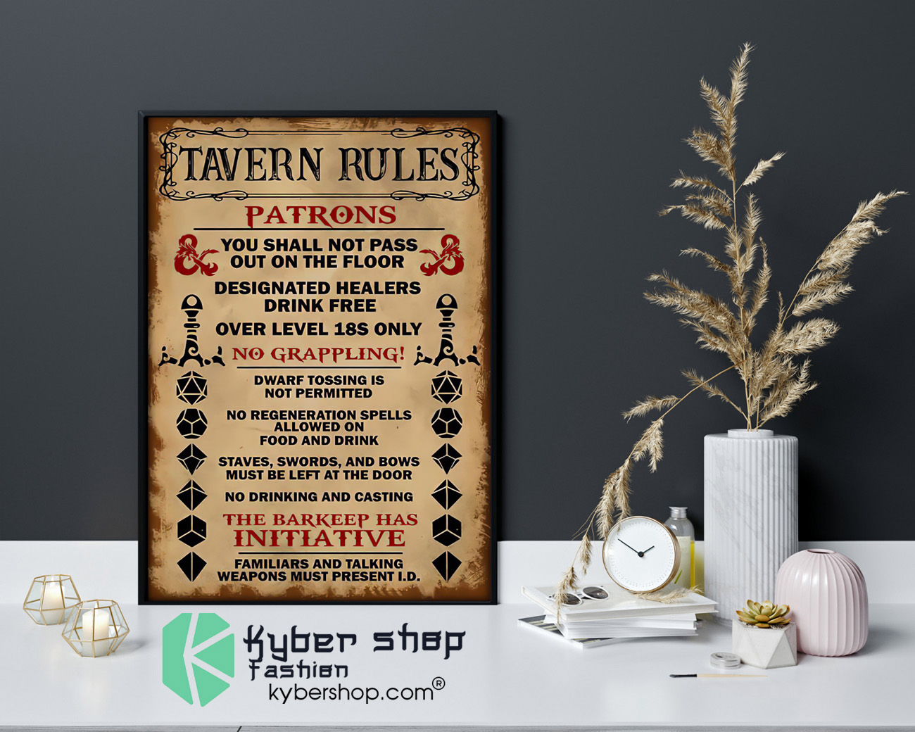 Tavern rules patrons you shall not pass out on the floor poster 4