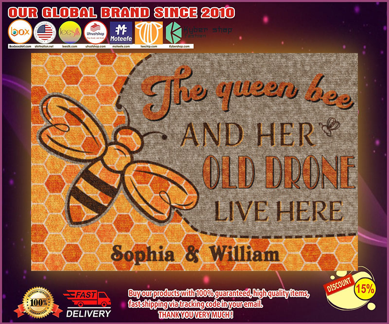 The queen bee and her old drone live here doormat