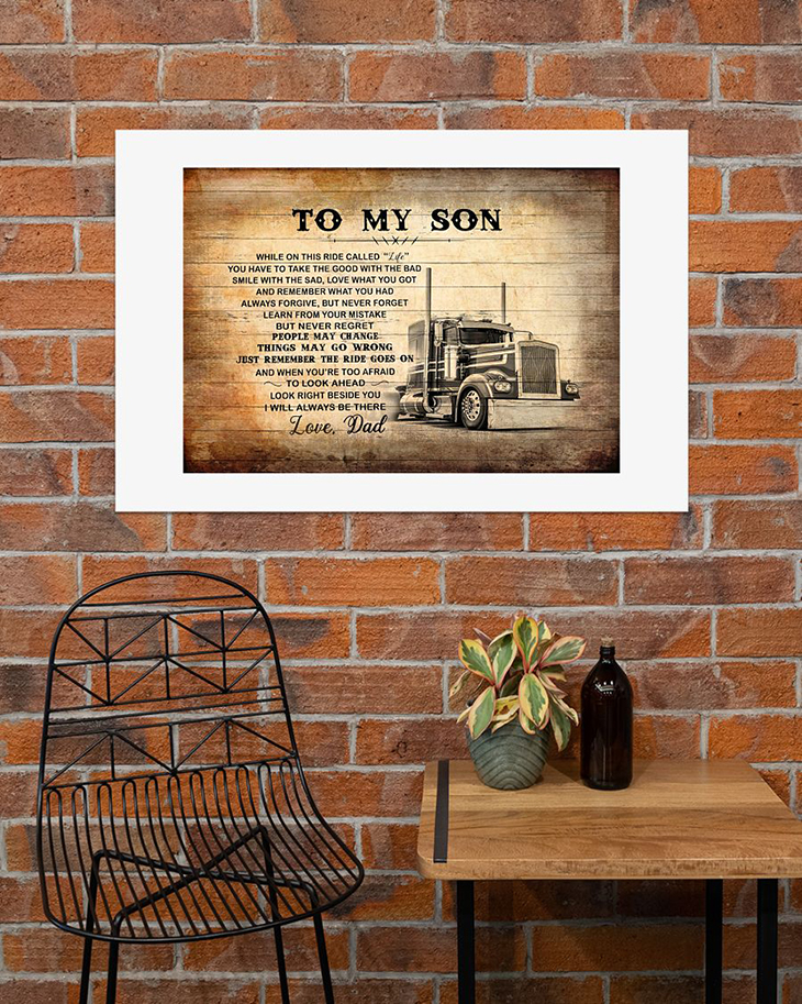 To My Son Love Dad Truck Driver Canvas And Poster4