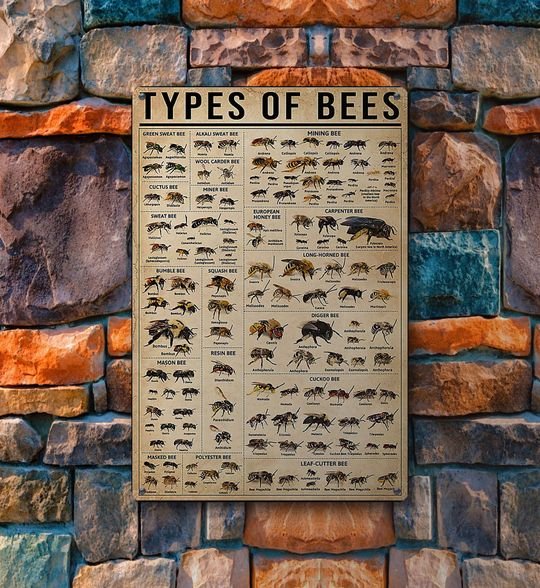 Types-of-bees-metal-sign