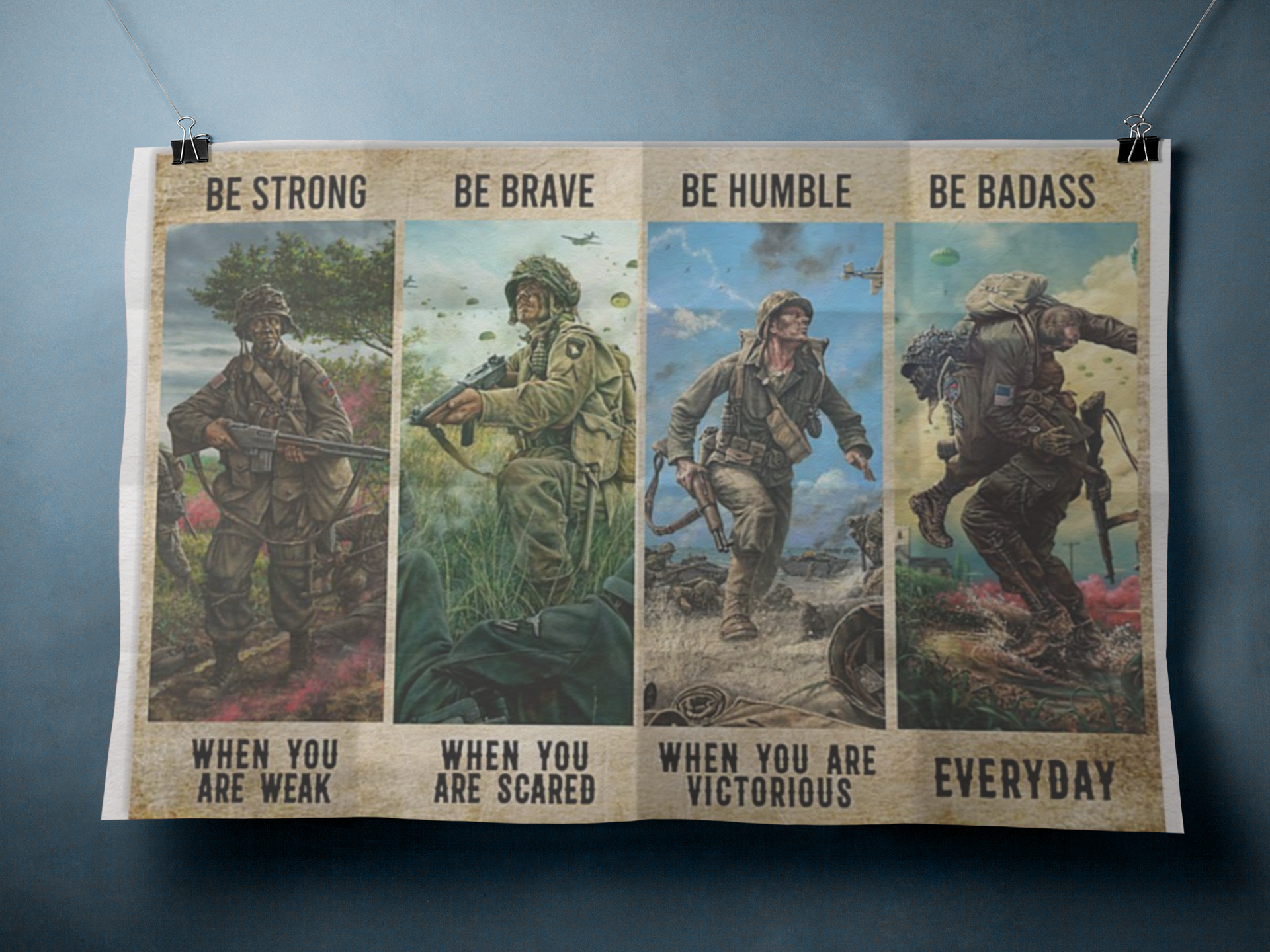 Veteran be strong be brave be humble be badass poster