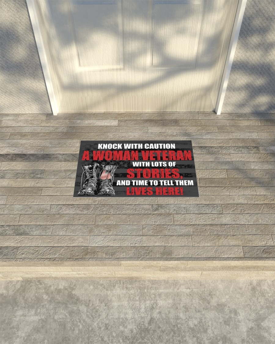 Veteran knock with caution a woman veteran doormat