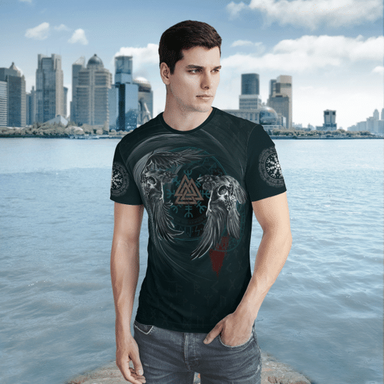 Viking Ying yang Raven Valknut 3d hoodie and shirt 4 Viking Ying yang Raven Valknut 3d hoodie and shirt3