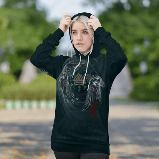 Viking Ying yang Raven Valknut 3d hoodie and shirt4
