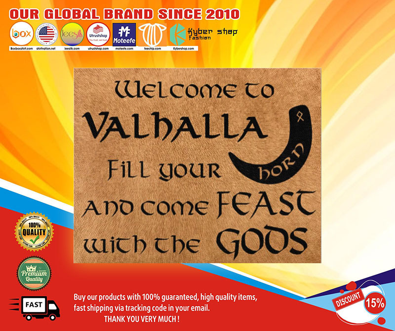 Vikings welcome to valhalla fill your horn doormat 1 Vikingswelcometovalhallafillyourhorndoormat