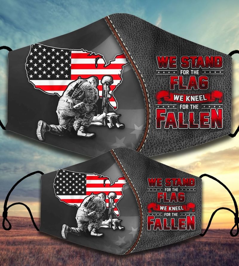 We stand for the flag we kneel for the fallen facemask 1 We stand for the flag we kneel for the fallen facemask