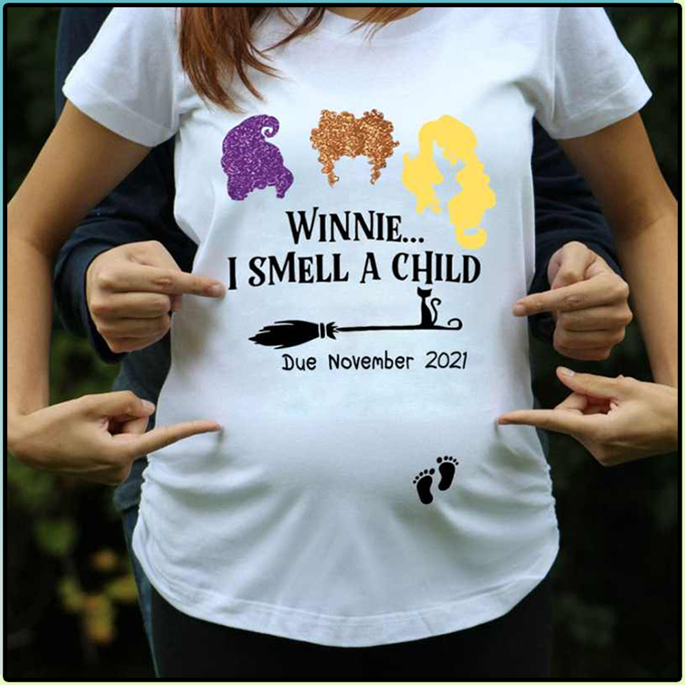 Pregnancy Hocus Pocus Winnie I Smell A Child Due Custom Day T Shirt 4 Winnie I Smell A Child Due November 2021 Custom Day T Shirt2