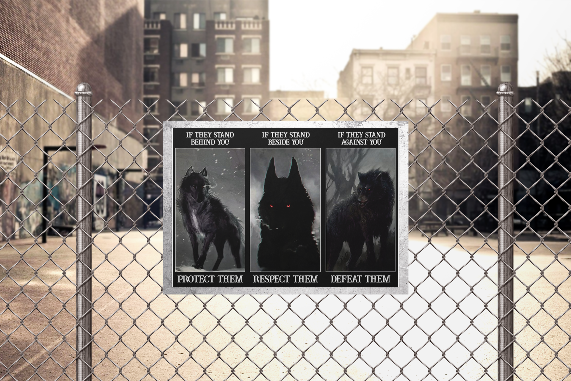Wolfiftheystandbehindyouprotectthemiftheystandbesideyourespectthemposter