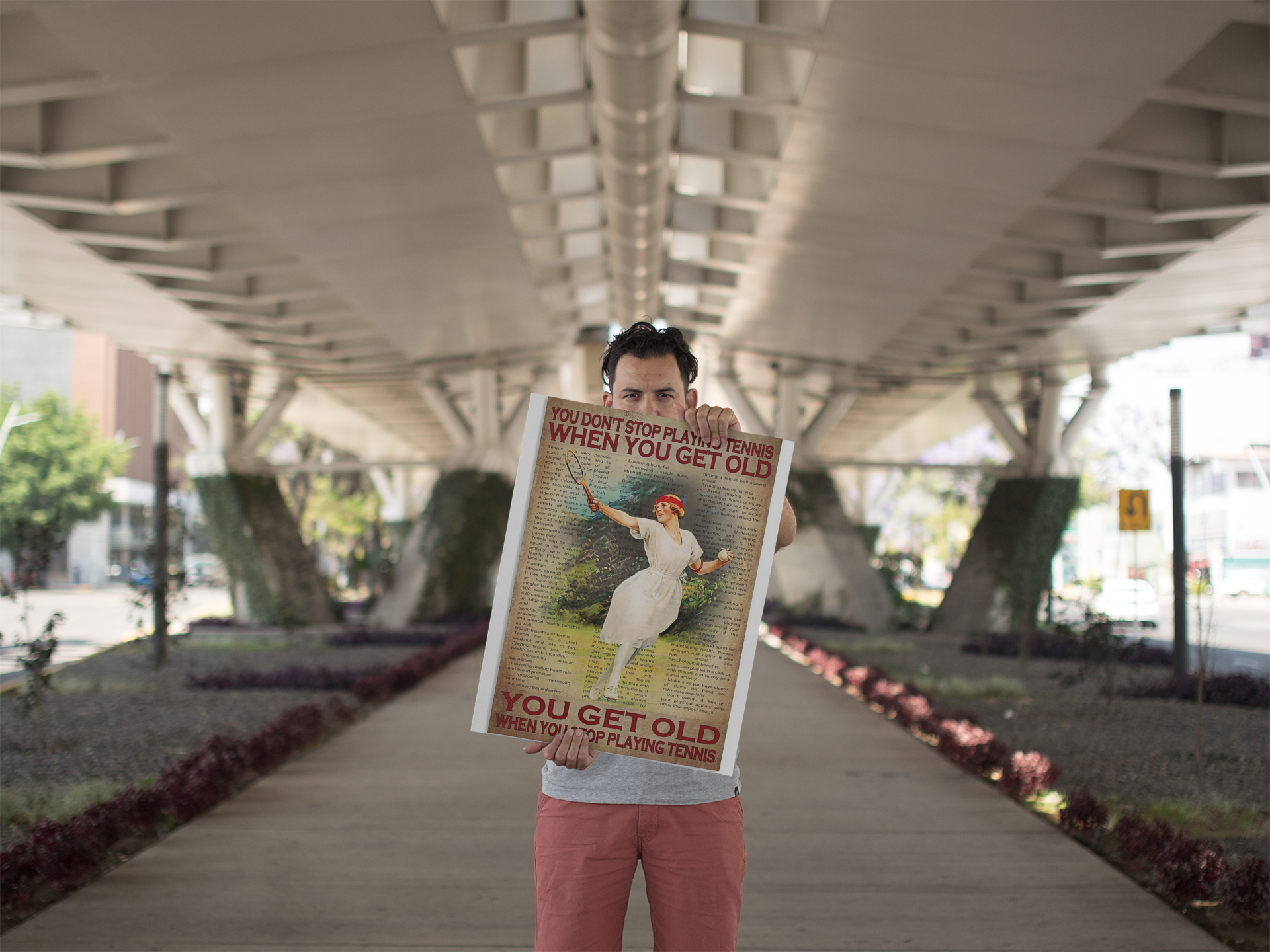 Woman You dont stop playing tennis when you get old poster