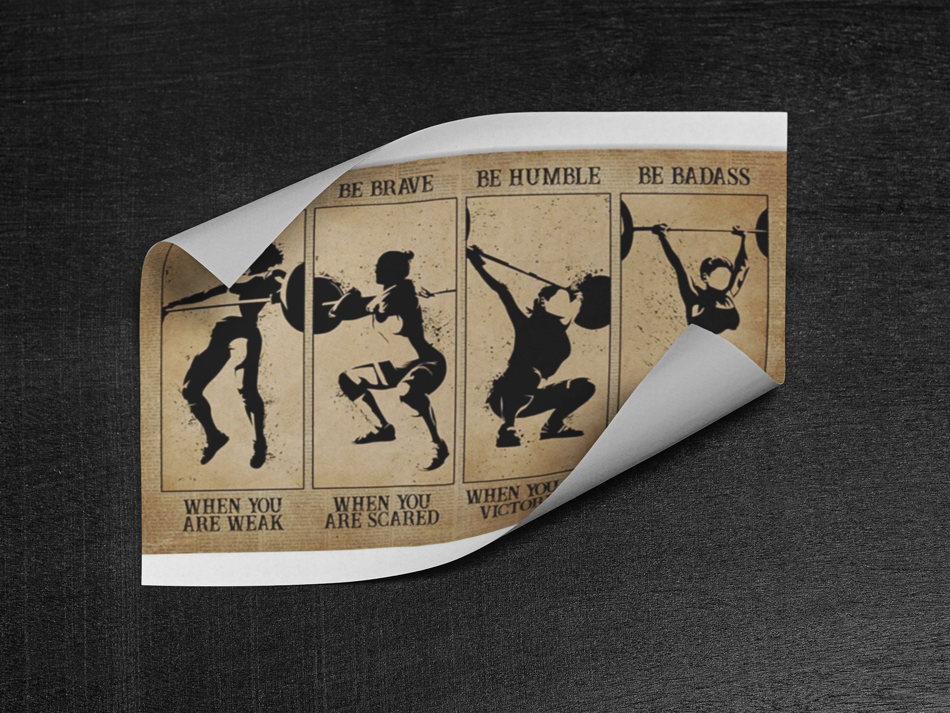 Women weightlifting be strong be brave be human poster