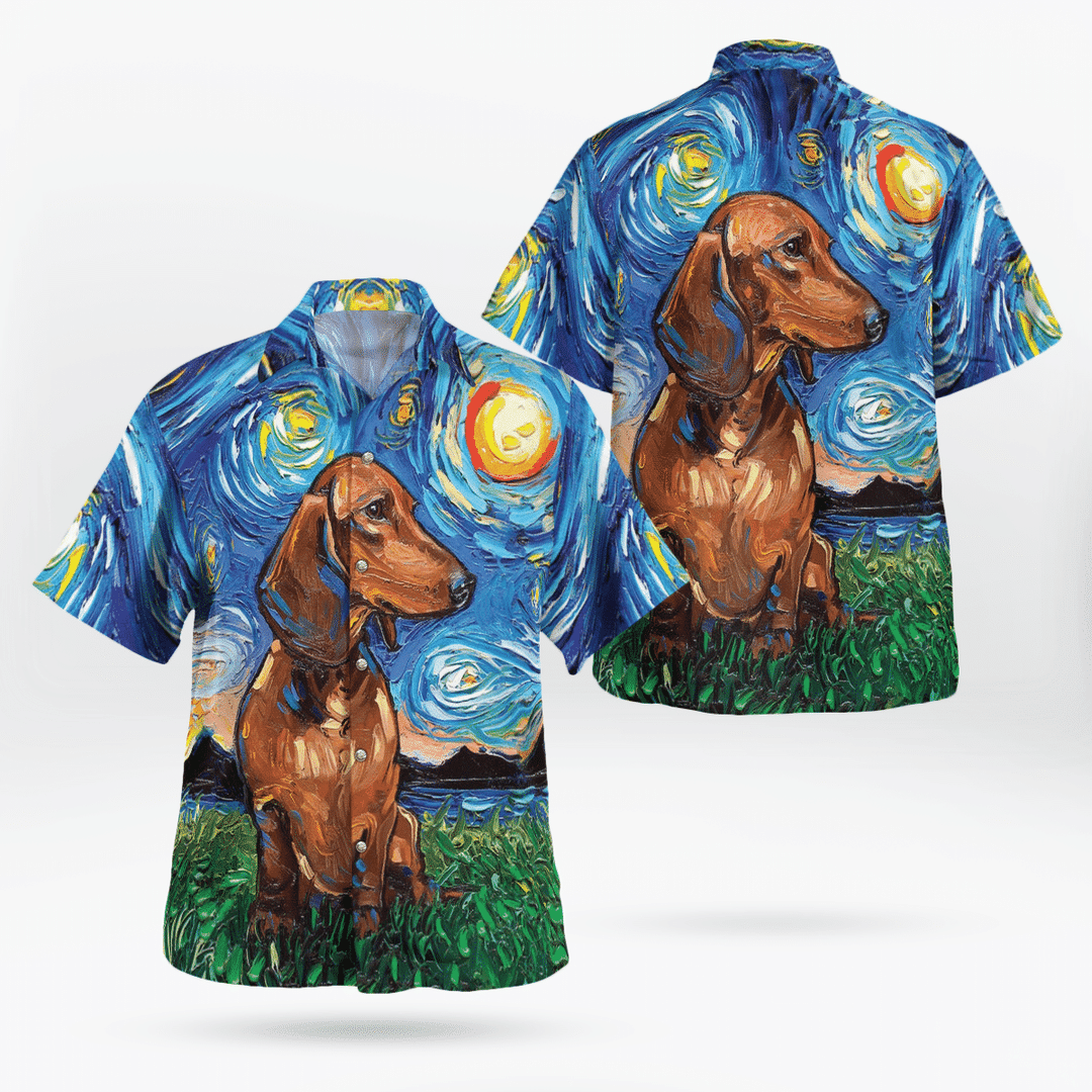 Dachshund Starry Night Hawaiian Shirt 1 Dackshund Hawaiian Shirt