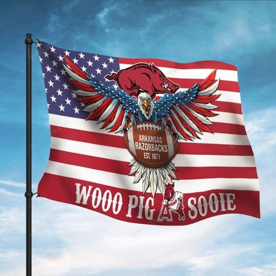 Arkansas razorbacks wooo pig a sooie flag