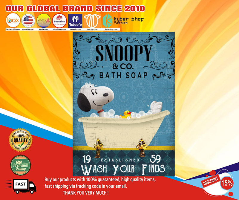 Snoopyandcobathsoapwashyourpawsposter
