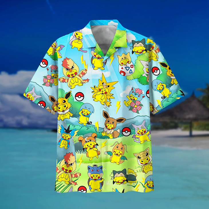 Pikachu Pokemon Summer Hawaiian Shirt 4 Pikachu Tropical Pokemon Summer Vacation Hawaiian Shirt4