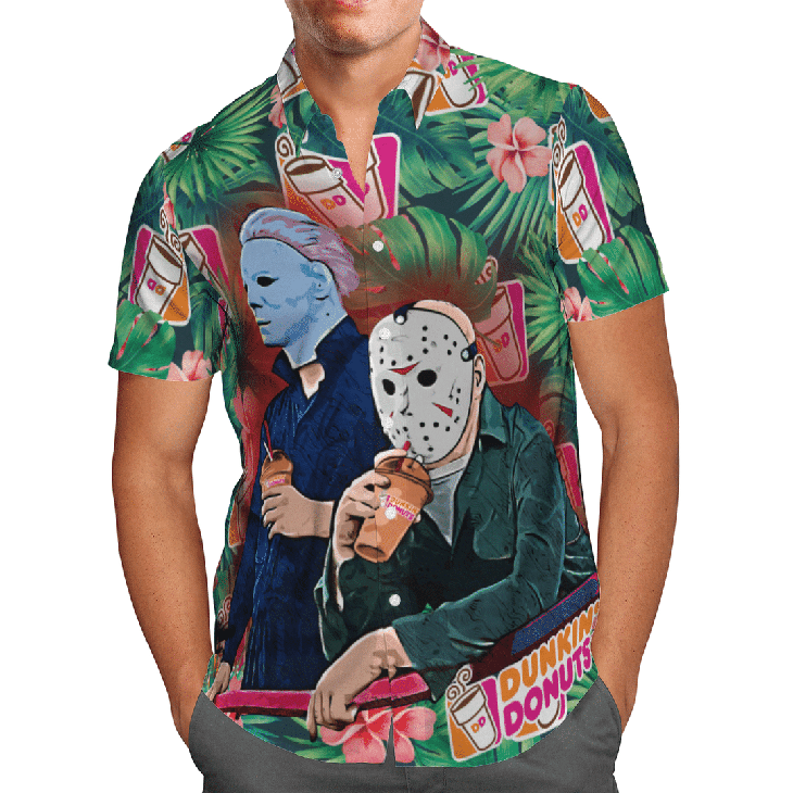 Michael Myers And Jason Voorhees Dunkins Hawaiian Shirt1