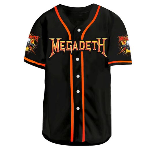 Megadeth Baseball Jersey Shirt 4 12 Megadeth Baseball Jersey Shirt 3