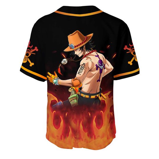 Portgas D. Ace Baseball Jersey Shirt 4 25 Portgas D. Ace Baseball Jersey Shirt 2
