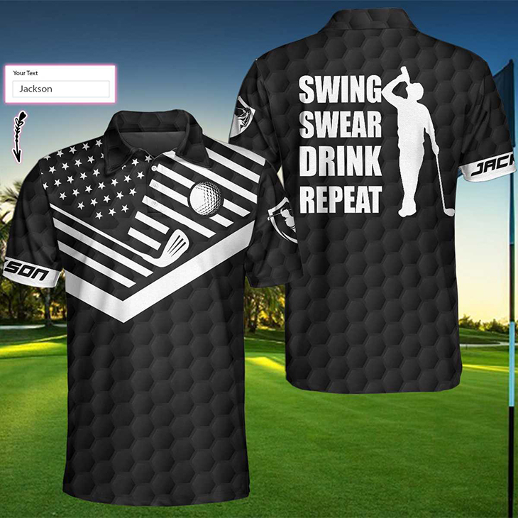 Swing Swear Drink Repeat Custom Name Polo Shirt 5 Swing Swear Drink Repeat Custom Name Polo Shirt3