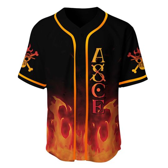 Portgas D. Ace Baseball Jersey Shirt 3 25 Portgas D. Ace Baseball Jersey Shirt 1