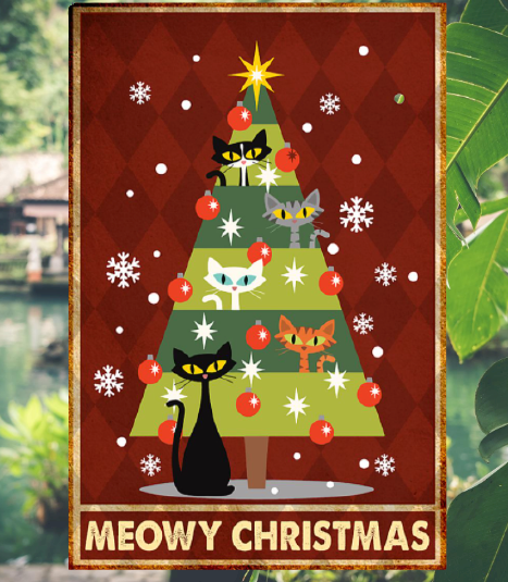 Meowy Cat Christmas tree Poster 1 Meowy Cat Christmas tree Poster