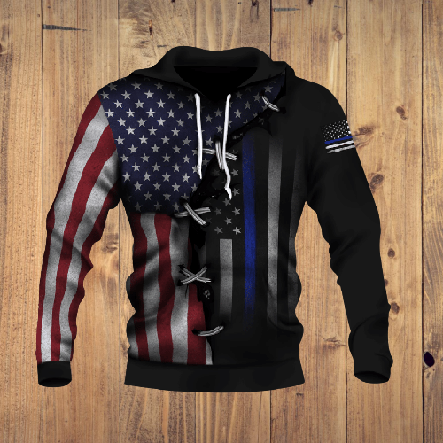 Thin Blue line and American US flag 3d all over print hoodie 10 Thin Blue line and American US flag 3d all over print hoodie