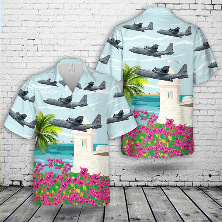 USAF Puerto Rico Air National Guard Hawaiian Shirt 2 USAF Puerto Rico Air National Guard 198th Airlift Squadron WC 130H Hercules Hawaiian Shirt