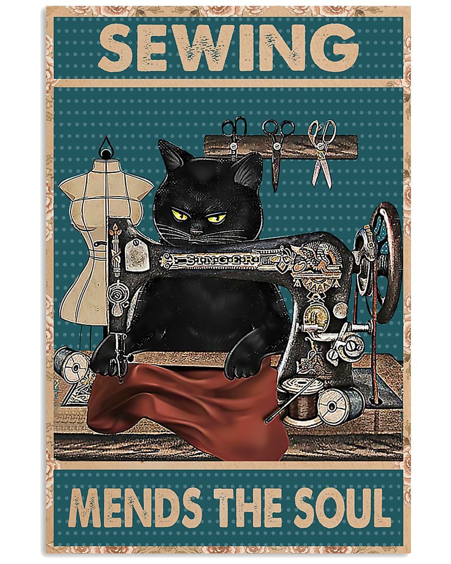 Black cat sewing mends the soul poster 10 Black cat sewing mends the soul poster