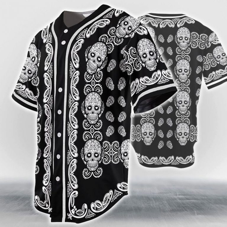 11 Pattern Color Skull Head Baseball Jersey 1
