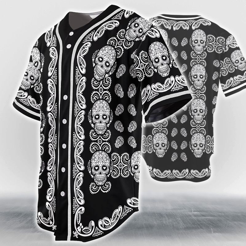 11 Pattern Color Skull Head Baseball Jersey 1