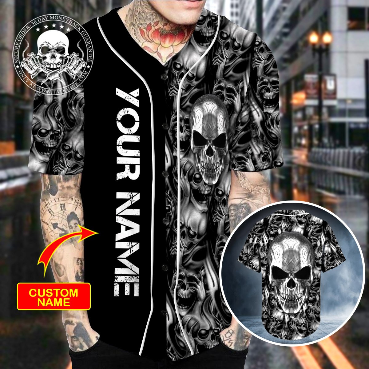 12 Ghost Silver Skull Personalized Baseball Jersey 1