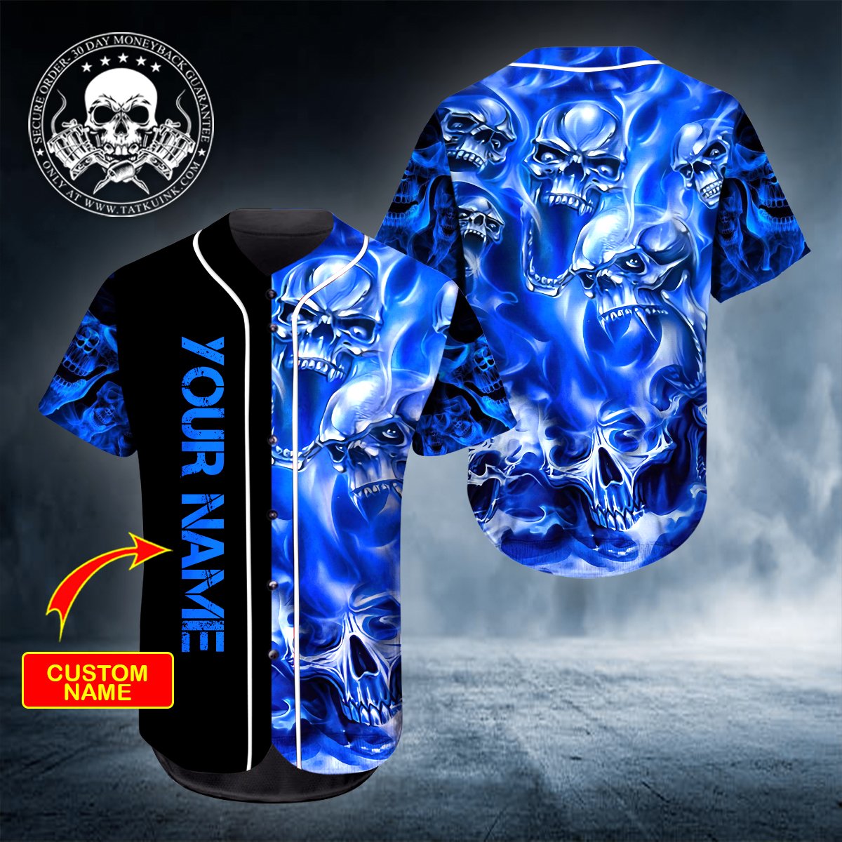 Ghost Blue Skull Personalized Baseball Jersey 2 13 Ghost Blue Skull Personalized Baseball Jersey 2