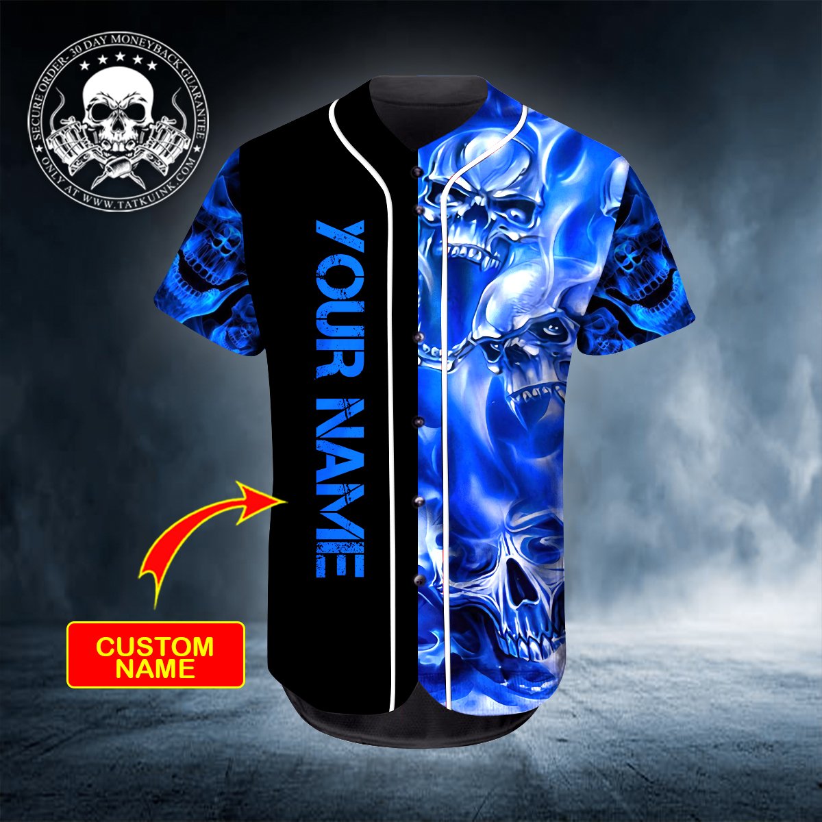 Ghost Blue Skull Personalized Baseball Jersey 4 13 Ghost Blue Skull Personalized Baseball Jersey 4