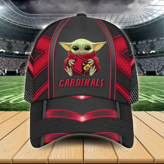 Louiville Cardinals And Baby Yoda Classic Cap 3 14 Louiville Cardinals And Baby Yoda Classic Cap 3