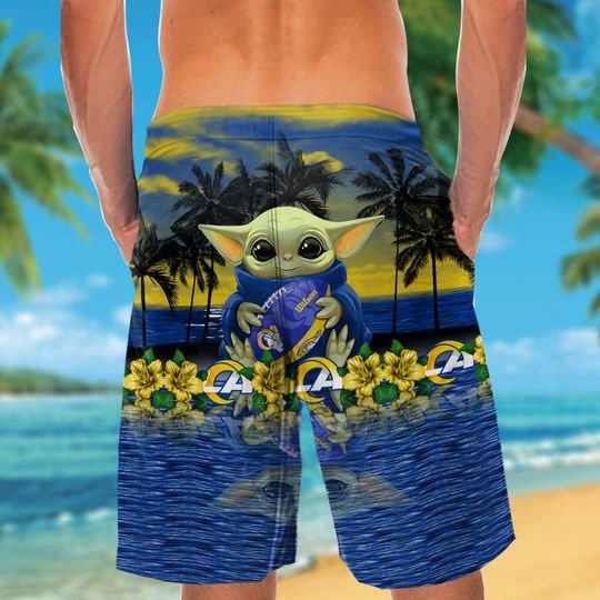 Los Angeles Rams And Baby Yoda Hawaiian Shirt Short 4 15 Los Angeles Rams And Baby Yoda Hawaiian Shirt Short 3