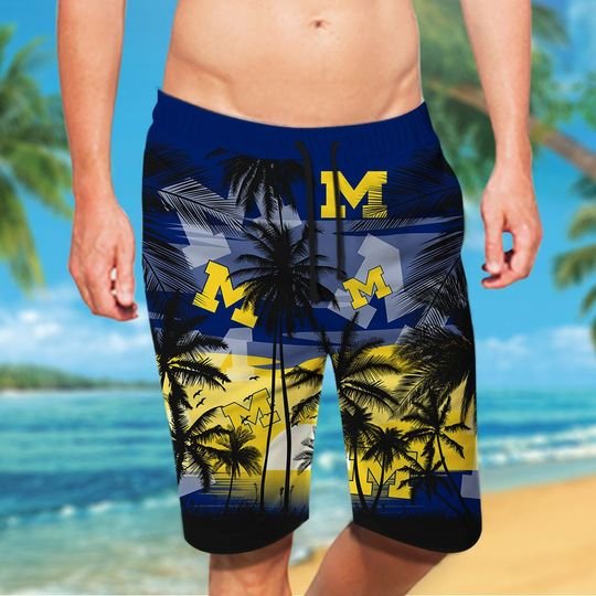 Michigan Wolverines Tropical Hawaiian Shirt Short 3 16 Michigan Wolverines Tropical Hawaiian Shirt Short 3