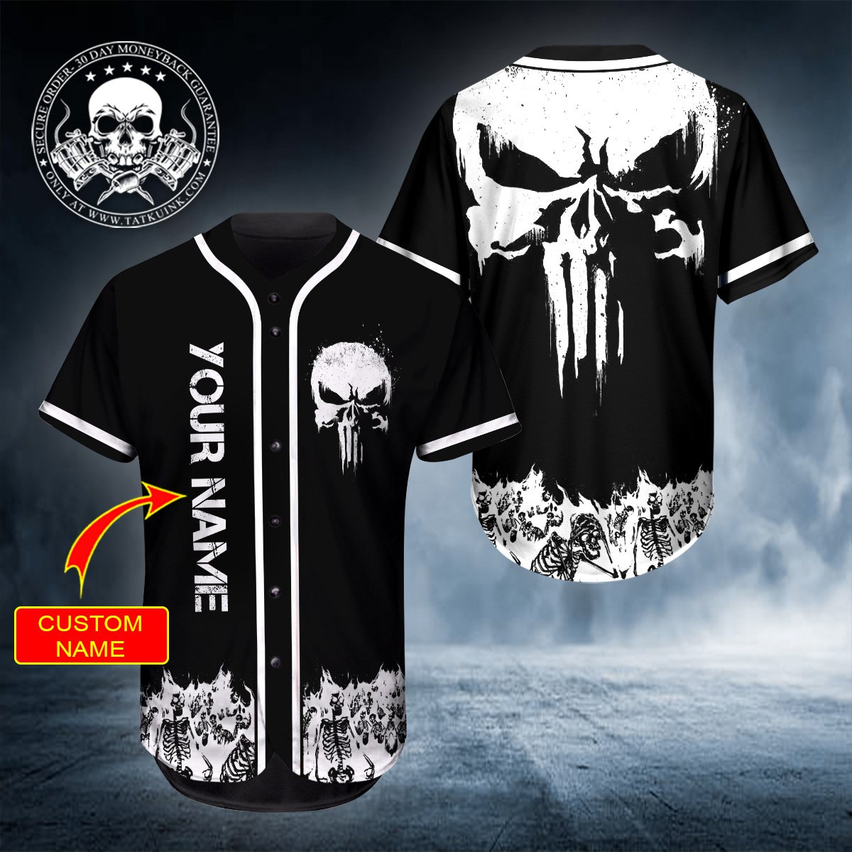 17 Ghost Head Personalized Skull Baseball Jersey 1