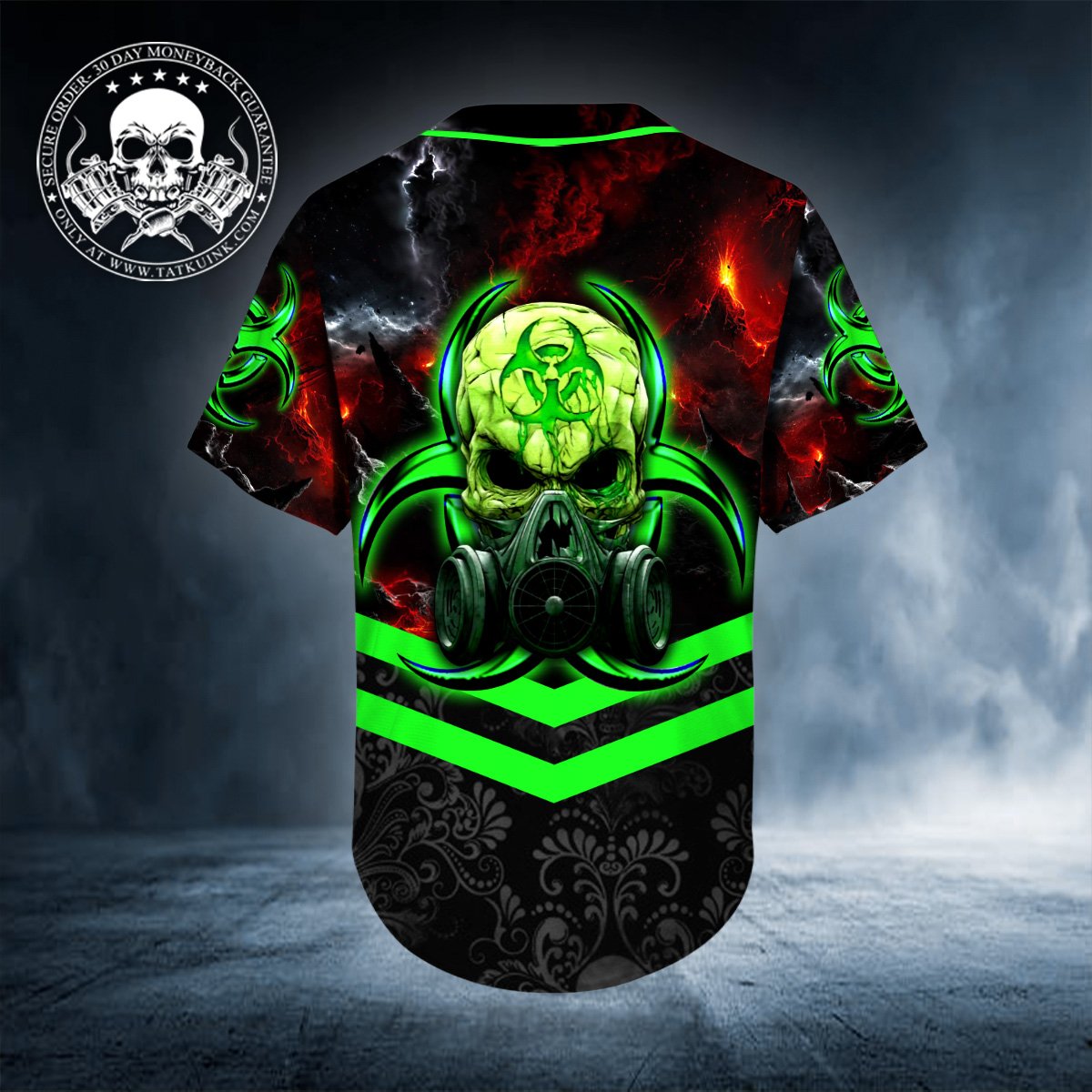 Monster Green Skull Personalized Baseball Jersey 4 18 Monster Green Skull Personalized Baseball Jersey 4