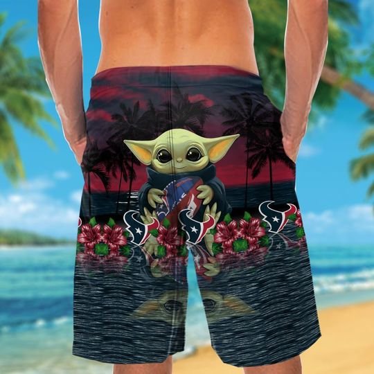 Houston Texans And Baby Yoda Hawaiian Shirt Short 4 19 Houston Texans And Baby Yoda Hawaiian Shirt Short 3