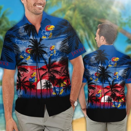 20 Kansas Jayhawks Tropical Hawaiian Shirt Short 1