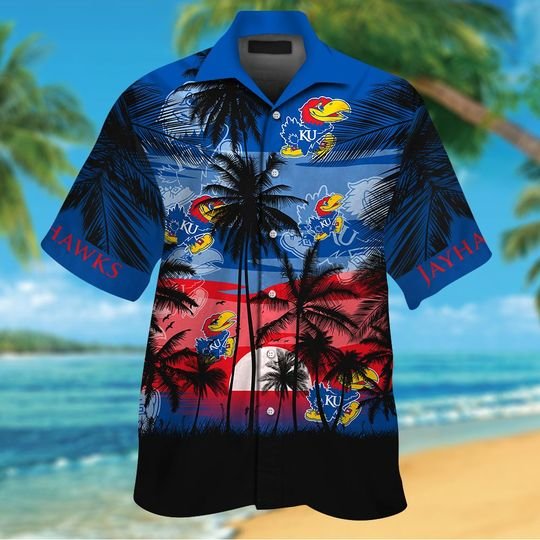 20 Kansas Jayhawks Tropical Hawaiian Shirt Short 2