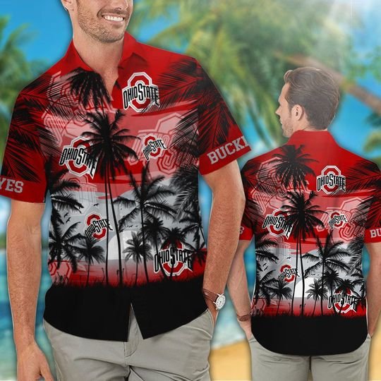 21 Ohio State Buckeyes Tropical Hawaiian Shirt Short 1